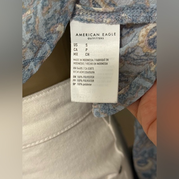 American Eagle Outfitters Blue Ruffled Peplum Blouse - Picture 5 of 5